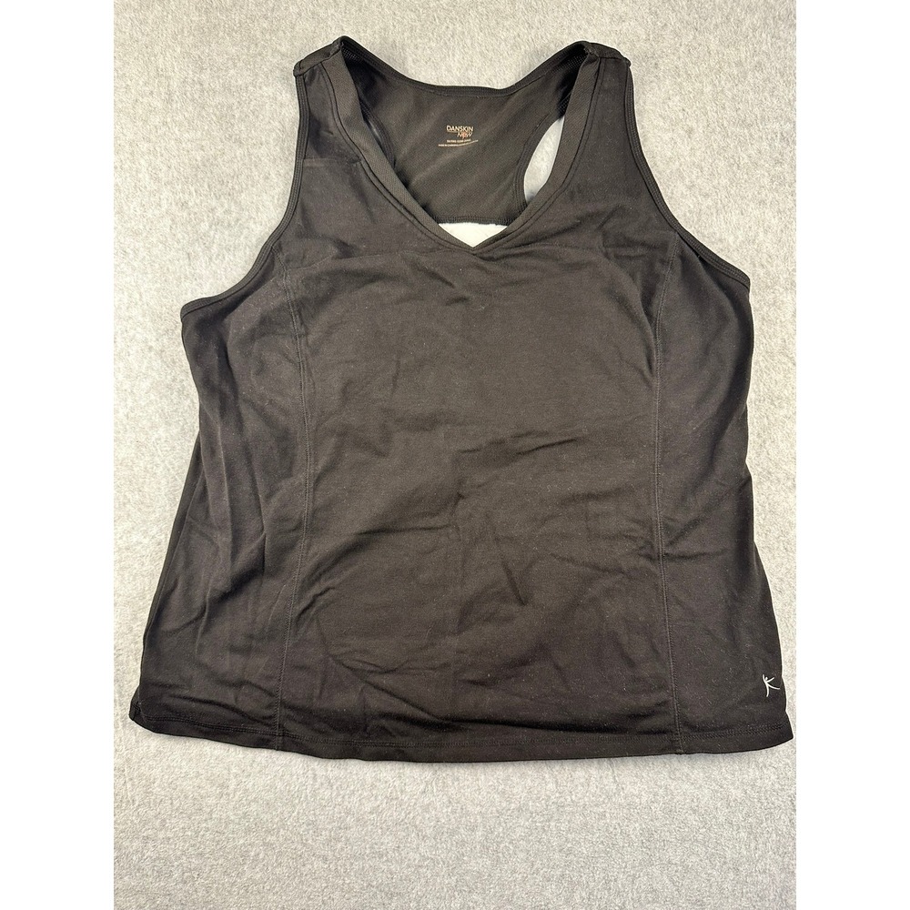 Danskin Now Womens 3X Black Racerback Tank Top Built-in Shelf Bra DL10T019X